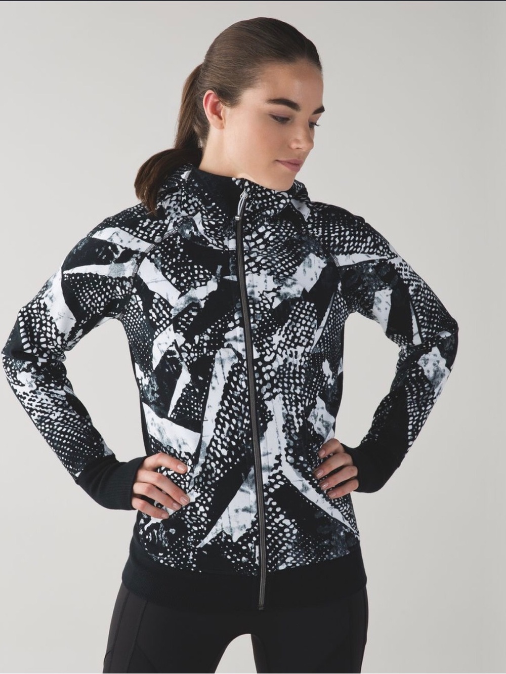 Lululemon Scuba Hoodie Static III Mist Black & White Zip Hoodie
